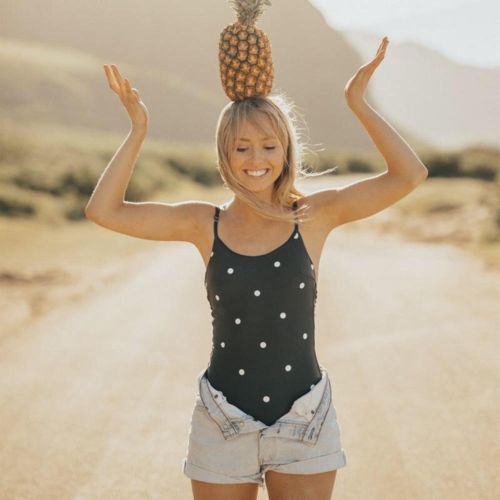 NWT AlbionFit Black polka dot one piece swimsuit